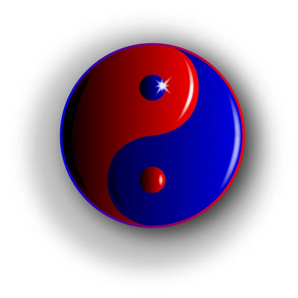 Yin et Yang, rouge et bleu . — Image vectorielle