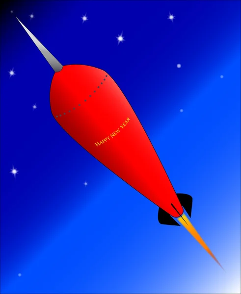 新年快乐火箭 — 图库矢量图片
