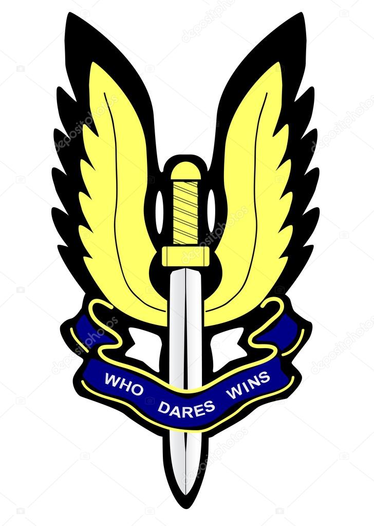 A depiction of the Special Air Service badge isolated over a white background