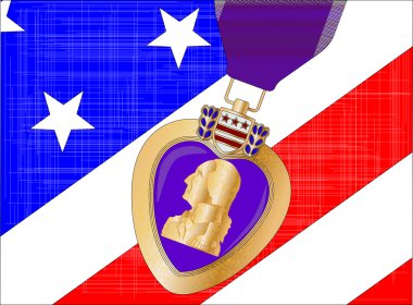 Flag and Purple Heart clipart