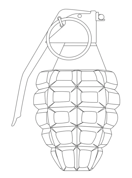 Grenade à main contour — Image vectorielle