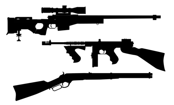 Siluetas de rifle — Vector de stock