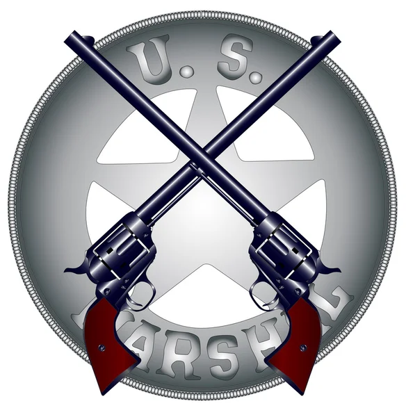 Marshal Guns e distintivo degli Stati Uniti — Vettoriale Stock