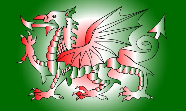 Dragón rojo blanco y verde — Vector de stock