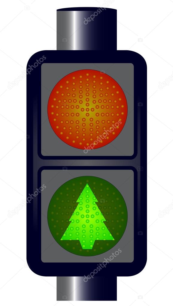 Green Christmas Traffic Lights