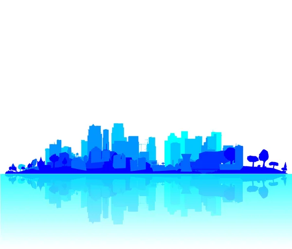 Blue City Reflections — Stock Vector