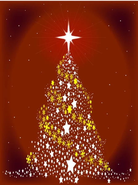 Weihnachtsbaum mit rotem Stern — Stockvektor