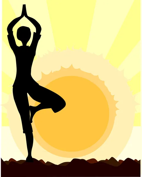 Pose d'arbre de yoga Affiche . — Image vectorielle