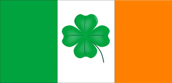 Irische Flagge mit glücklichem Shamrock — Stockvektor