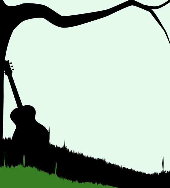 Guitarra y Árbol — Vector de stock