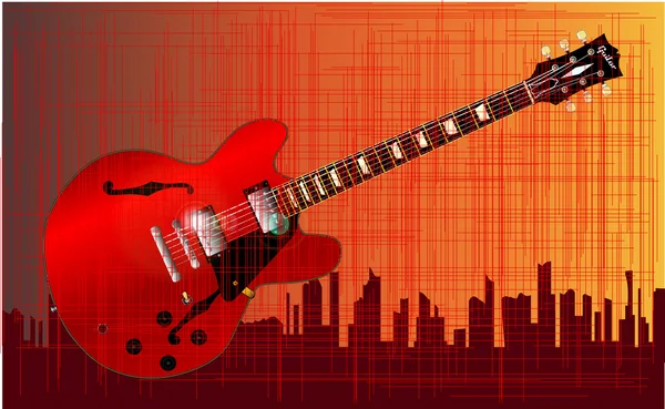 Grunge stad gitaar — Stockvector