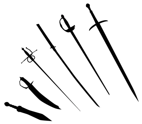 Sword Silhouettes — Stock Vector