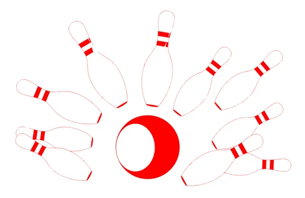 Csap piros bowling és a labda — Stock Vector