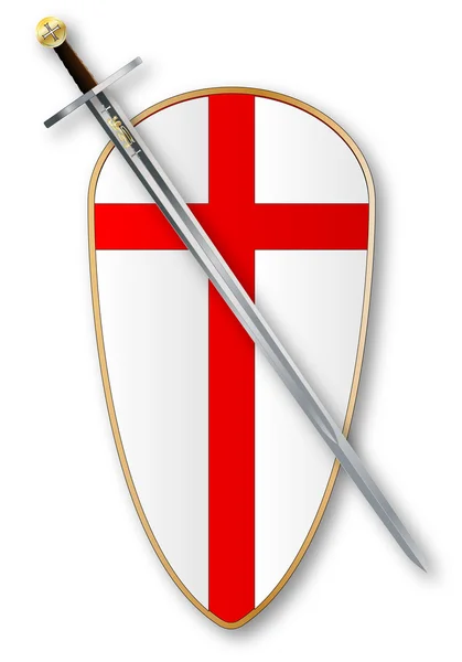 十字军盾牌和剑 — 图库矢量图片