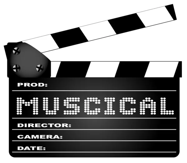 Clapperboard de película musical — Vector de stock