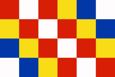 Antwerp Belçika 'nın beyaz, mavi, sarı ve kırmızı bayrağı