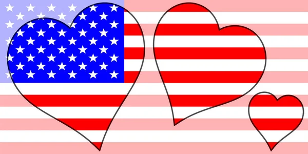 Usa Stars Stripes Flag Einer Auswahl Von Herzausschnitten Auf Verblichenem — Stockvektor