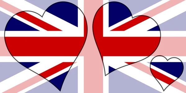 Βρετανική Ένωση Jack Flag Μέσα Μια Επιλογή Των Cutoits Καρδιά — Διανυσματικό Αρχείο
