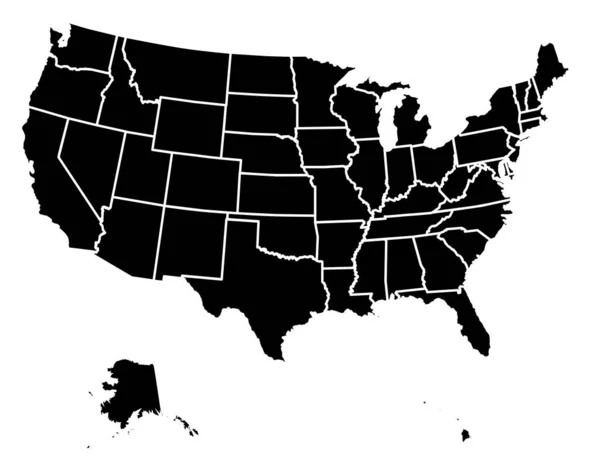 Mapa Silueta Los Estados Unidos América Con Grapas Mostradas Con — Archivo Imágenes Vectoriales