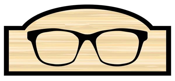 Optiker Stylisches Hölzernes Ladenschild Vor Weißem Hintergrund — Stockvektor