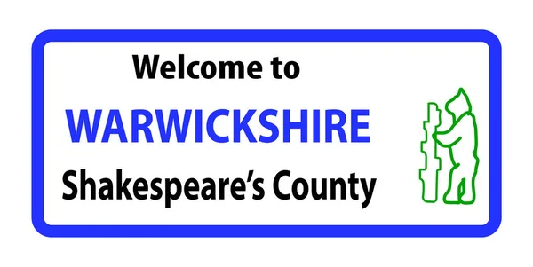欢迎来到威廉莎士比亚诞生地英国古城沃里克郡的签名 — 图库矢量图片