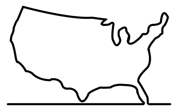 Une Silhouette Contour Ligne Noire Carte Des États Unis Amérique — Image vectorielle