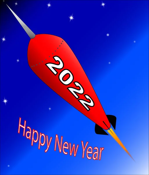 Cohete Aspecto Retro Con Mensaje Feliz Año Nuevo 2022 — Archivo Imágenes Vectoriales