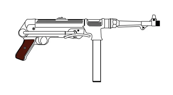 Egy Német Ww2 Géppuska Fehér Háttérrel — Stock Vector