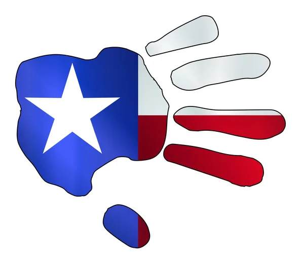 Hand Skriv Silhuett Abstrakt Ritning Som Över Ritning Texas Statsflagga — Stock vektor