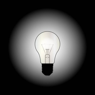 Siyah arkaplan üzerinde tipik bir standart ampul