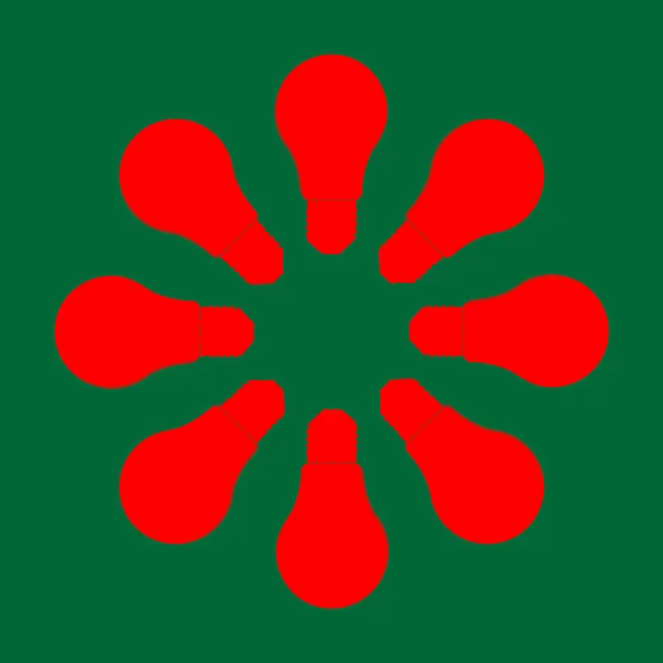 Rote Cartoon Glühbirnenformen Auf Grünem Hintergrund — Stockvektor