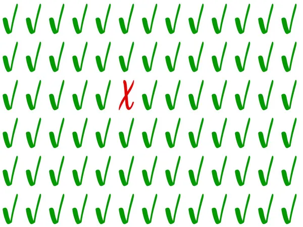 Fond Tick Pass Avec Une Icône Croix Échec Rouge Comme — Image vectorielle