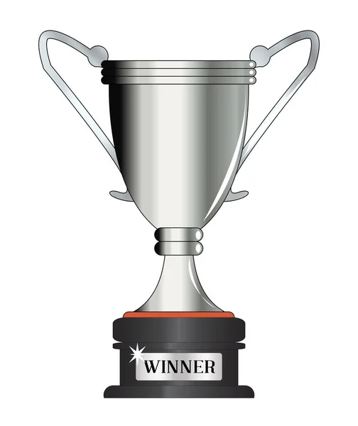 Ein Großer Silberner Pokal Für Den Sieger Isoliert Vor Weißem — Stockvektor