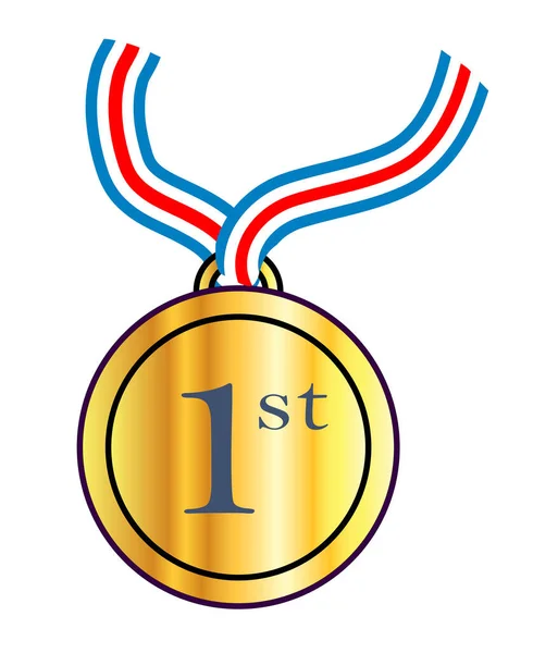 Eine Große Goldene Medaille Für Den Sieger Isoliert Vor Weißem — Stockvektor