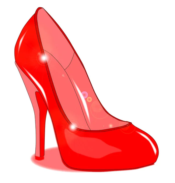 Verre Voir Travers Talon Aiguille Rubis Chaussure Rouge — Image vectorielle