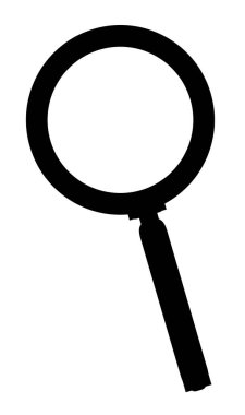 Beyaz arkaplanda silüet olarak bir büyüteç.