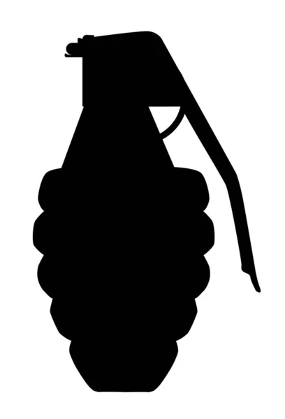 Eine Handgranatensilhouette Isoliert Auf Weißem Hintergrund — Stockvektor