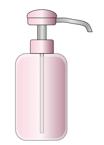 Pompa Tarzı Sıvı Sabun Şişesini Beyaz Arka Planda Sıkıştırıyor — Stok Vektör