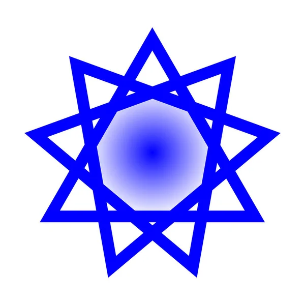 Das Symbol Bahai Stern Des Islam Blau Auf Weißem Hintergrund — Stockvektor