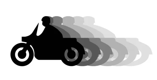 Silhouette Motorcycle Rider Speeding Away — Stock Vector
