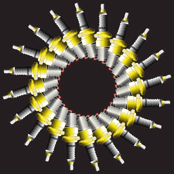Circle Foring Spark Plugs Black Background — Stock Photo, Image