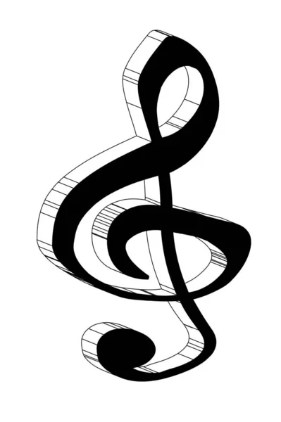 Una Clave Agudos Musicales Blanco Negro Sobre Fondo Blanco — Vector de stock