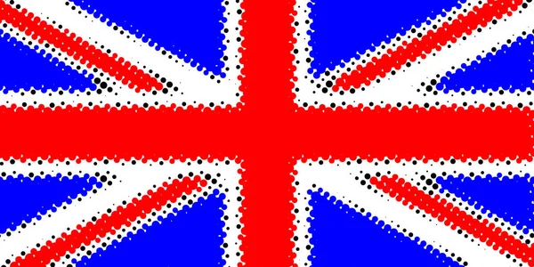 Halftone Red White Blue British Union Jack Flag White — Stock Vector