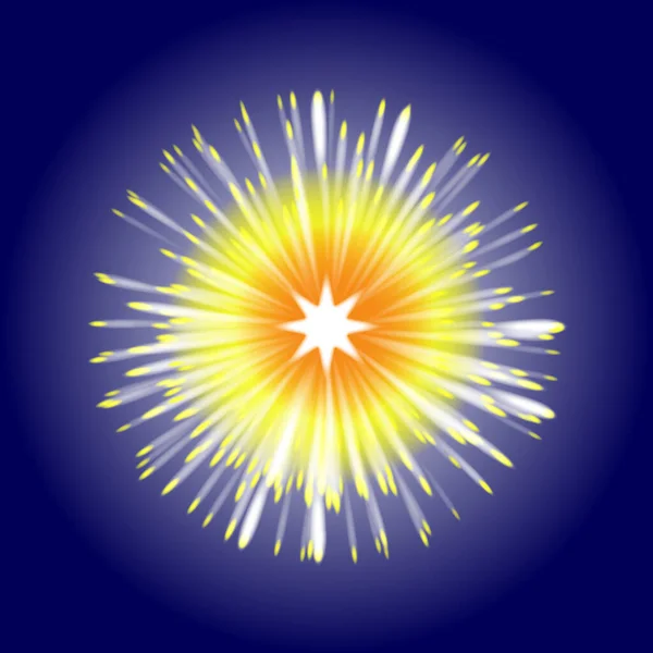 Single Exploding Skyrocket Starburst Dark Night Sky Background — Stock Photo, Image