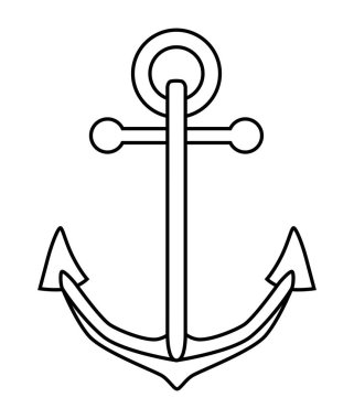 siyah beyaz bir anahat bir tipik gemi demiri çizim