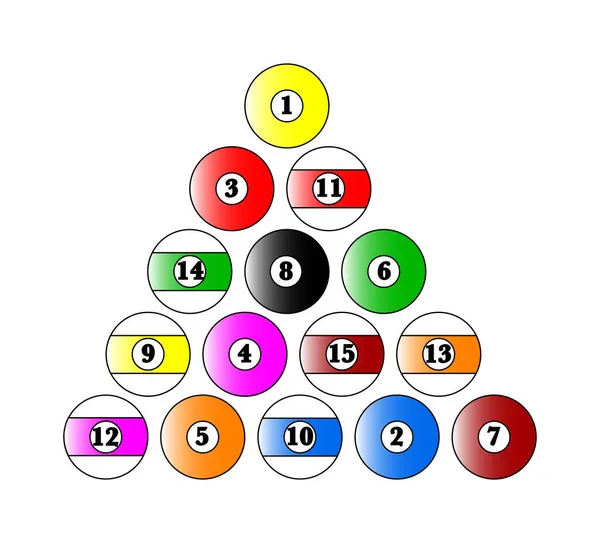 Set Completo Palle Biliardo Incastonate Una Formazione Triangolo — Vettoriale Stock