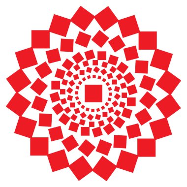 Beyaz üzerine ayarlanmış kırmızı kare mandala tarzı bir arkaplan