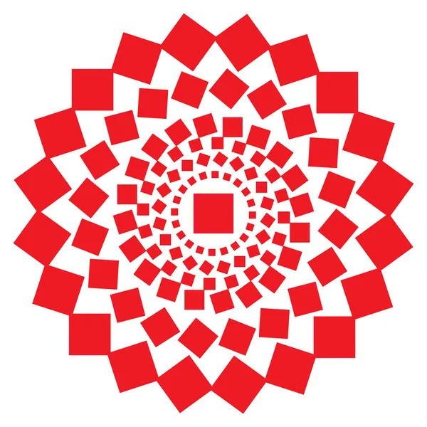 Červený Čtverec Mandala Styl Pozadí Nastavit Bílou — Stockový vektor