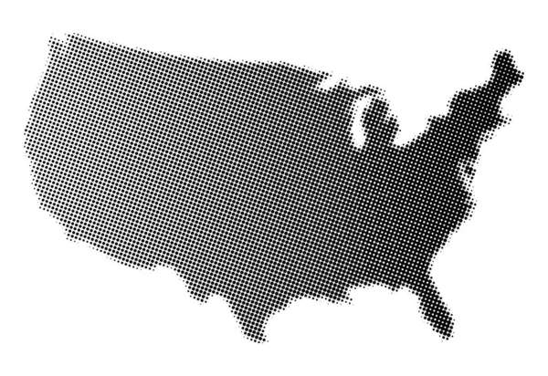 Mapa Estados Unidos América Medio Tono Blanco Negro — Archivo Imágenes Vectoriales