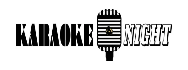 Microfone Com Noite Karaoke Lenda Todos Isolados Fundo Branco — Vetor de Stock